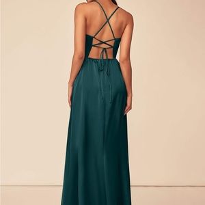 Azazie Bridesmaid Satin Dress Pine